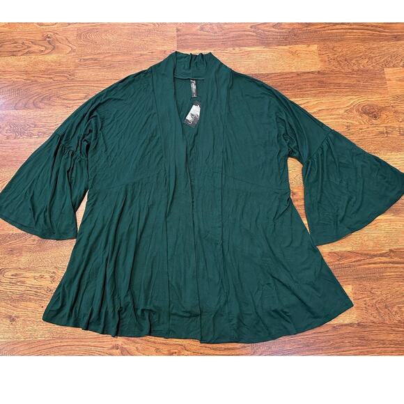 24seven Comfort Apparel Plus Size Open Front Cardigan Emerald Green Size 2X NWT - Picture 1 of 8